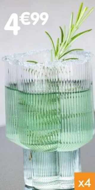 Verre strié x4