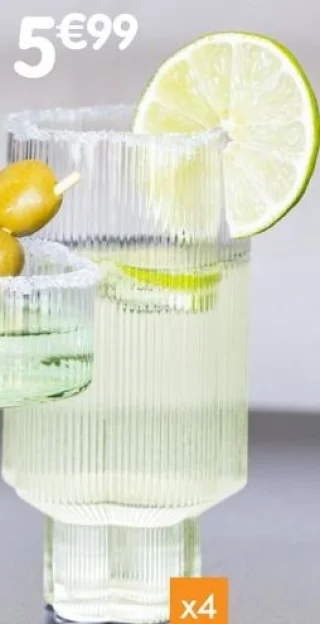Verre strié haut x4