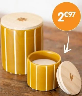 Bougie parfumée en pot céramique jaune