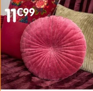 Coussin rond plissé en velours