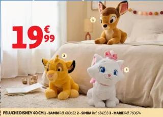 Peluche Disney 40 cm (Bambi / Simba / Marie)
