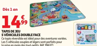 Tapis de jeu 5 véhicules double face One Two Fun