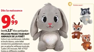 Peluche projecteur nuit animaux de la forêt One Two Fun