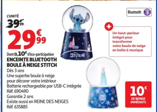 Enceinte bluetooth boule à neige Stitch