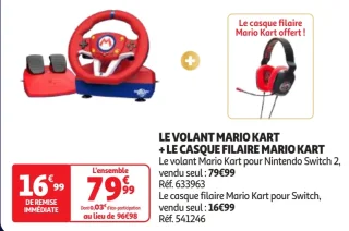 LE VOLANT MARIO KART + LE CASQUE FILAIRE MARIO KART