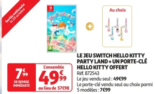 Jeu Switch Hello Kitty Party Land + Un porte-clé Hello Kitty
