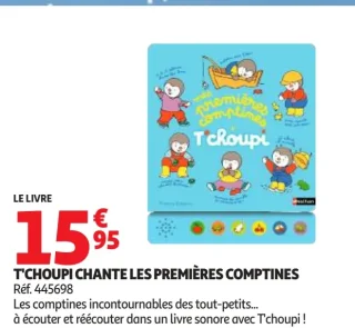 Livre T'choupi chante les premières comptines