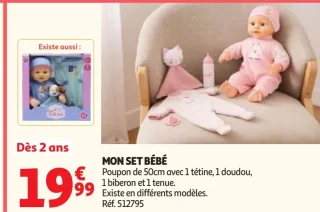 Poupon avec accessoires Mon set bébé One Two Fun