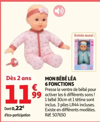 Poupon Mon Bébé Léa 6 fonctions One Two Fun