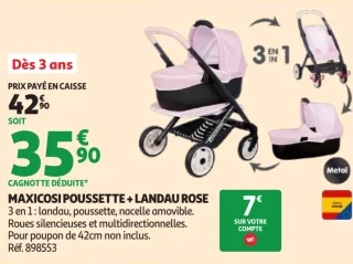 Smoby Baby Nurse Maxicosi poussette + landau rose