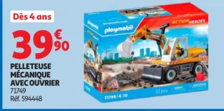 Pelleteuse mécanique avec ouvrier Playmobil 71749