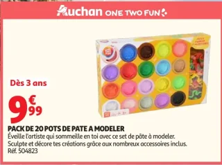 Pack de 20 pots de pâte à modeler One Two Fun