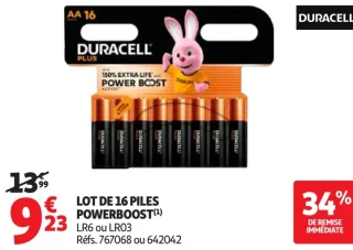 Duracell Lot de 16 piles Powerboost LR6 ou LR03