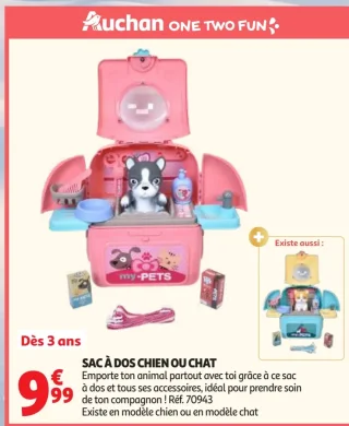 Sac à dos chien ou chat Auchan One Two Fun