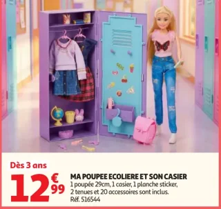 Ma poupée écolière et son casier One Two Fun