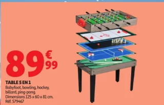 Table 5 en 1 Babyfoot, bowling, hockey, billard, ping-pong