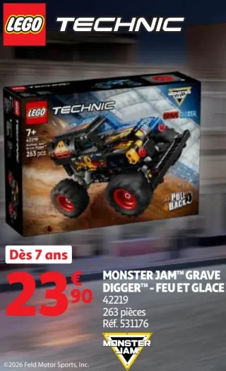 Jeu de construction LEGO Technic Monster Jam Grave Digger - Feu et Glace 42219