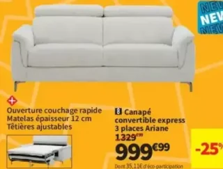 Canapé convertible express 3 places Ariane