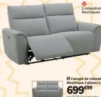 Canapé de relaxation électrique 3 places Loane
