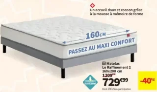 Matelas Le Raffinement 2 160x200 cm Epeda