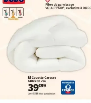 Couette Caresse Dodo 8heures 140x200 cm