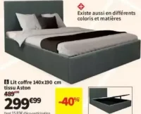 Lit coffre 140x190 cm tissu Aston