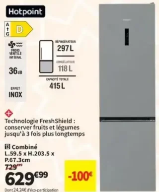 Réfrigérateur combiné Hotpoint HPK26412XP5EE1