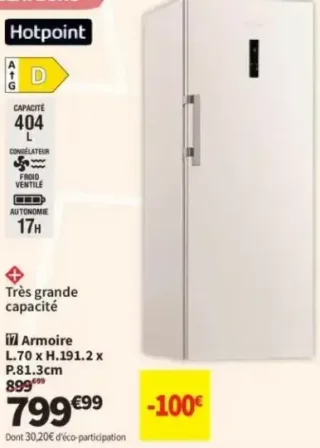Congélateur armoire Hotpoint HPAFF640W5E