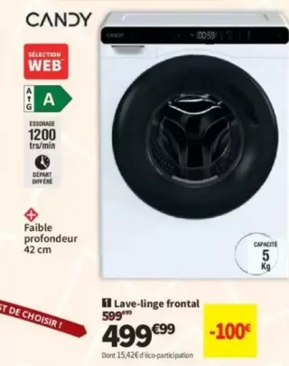 Lave-linge frontal Candy CW50-BP12307U1-S