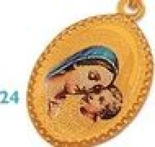 Pendentif Médaille émaillée Vierge à l'Enfant Or 18 Carats Le Manège à Bijoux