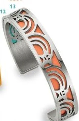 Bracelet jonc argenté motifs géométriques Méli Versa