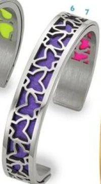 Bracelet jonc argenté papillons violet Méli Versa