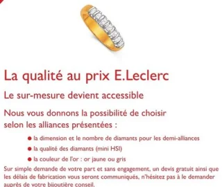 Demi-alliances sur-mesure en or et diamants E.Leclerc