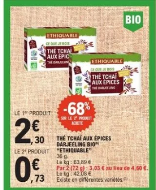 Thé tchaï aux épices Darjeeling Bio "Ethiquable"