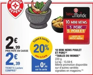 10 mini nems poulet et porc "Tables du Monde"