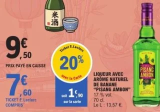 Liqueur avec arôme naturel de banane Pisang Ambon