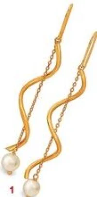Boucles d'oreilles pendantes en or et perles Marika Ceccon Le Manège à Bijoux