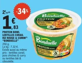Protein Bowl Lentilles Corail Riz Rouge & Cumin "Bonduelle"