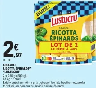 Girasoli Ricotta Épinards "Lustucru"