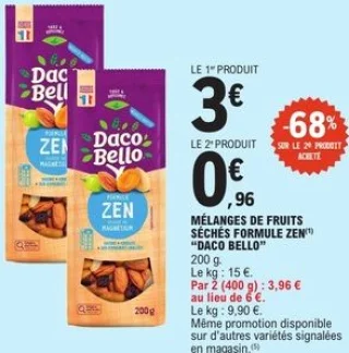Mélanges de fruits séchés Formule Zen Daco Bello