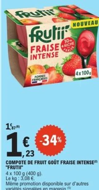 Compote de fruit goût fraise intense Frutii