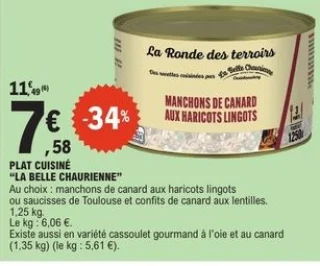 Plat cuisiné La Belle Chaurienne