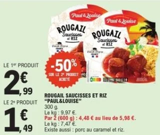 Rougail saucisses et riz Paul & Louise