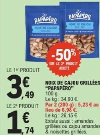Noix de cajou grillées Papapéro