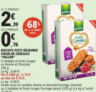 Biscuits petit-déjeuner Coeur de Céréales Gullón