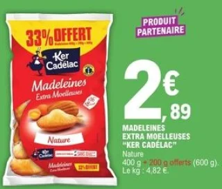 Madeleines Extra Moelleuses Ker Cadelac Nature
