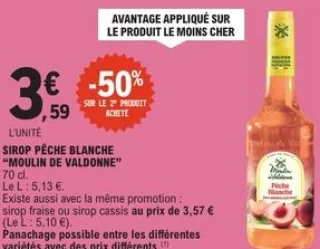 Sirop pêche blanche Moulin de Valdonne