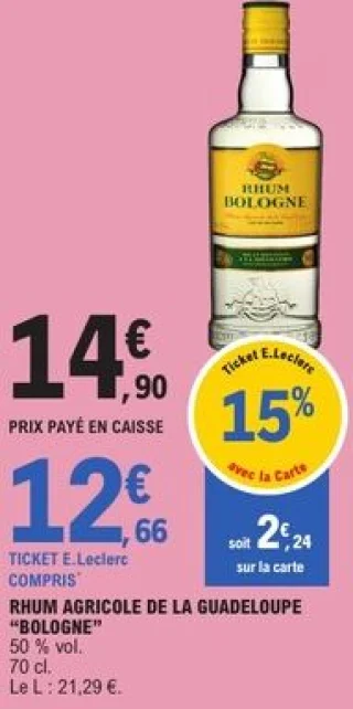 Rhum agricole de la Guadeloupe Bologne