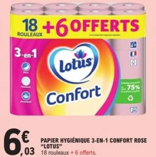 Papier hygiénique 3-en-1 Confort rose Lotus