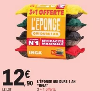 L'éponge qui dure 1 an INGA 3+1 offerte